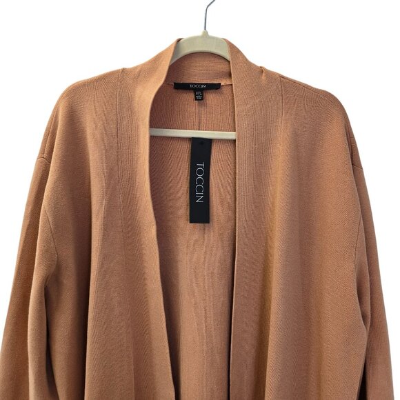 NWT Toccin Jade Knit Longline Open Cardigan Topper in Camel Size M/L *REPAIRED* - Picture 5 of 10